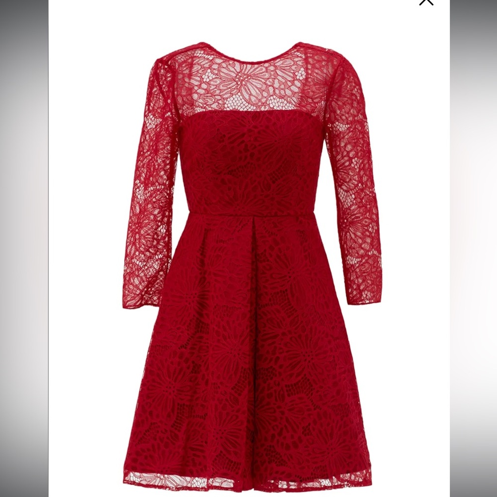 Monique Lhuillier Red Lace overlay Dress size 4